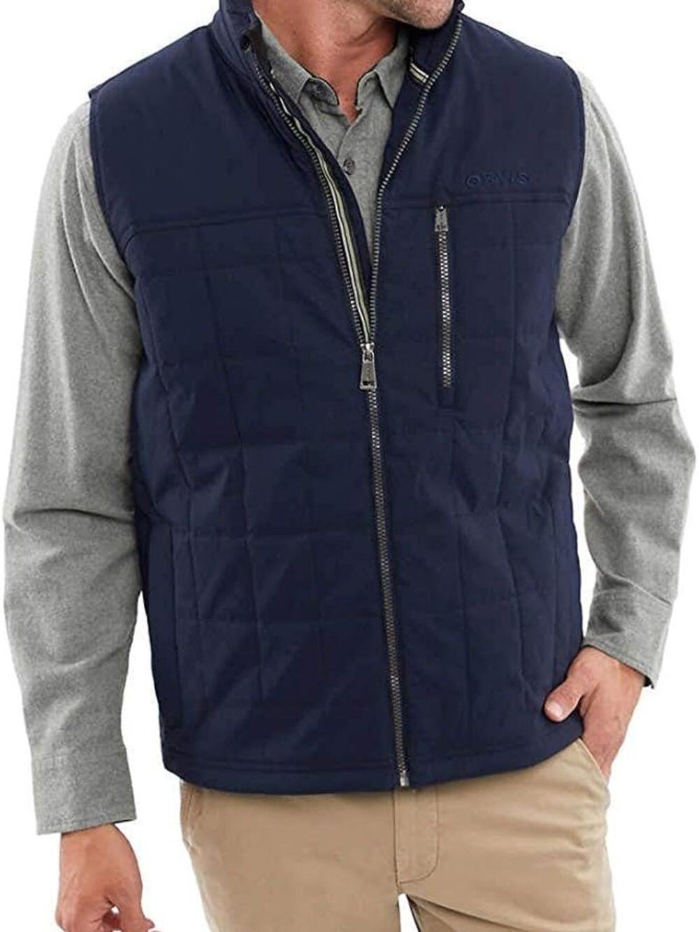 Orvis Classic Collection Men's Navy Quilted Vest Full Zip Insulated Size L